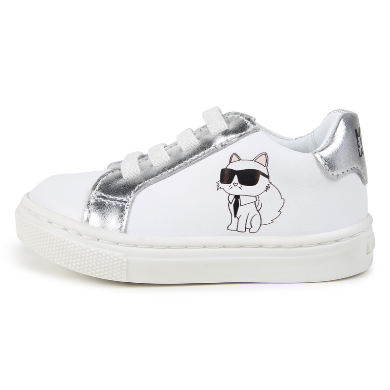 Baskets basses en cuir de vachette KARL LAGERFELD KIDS 
                        UNISEXE