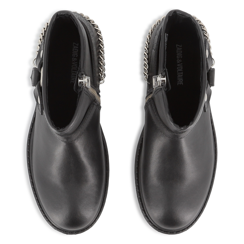 Bottines motardes en cuir de vachette ZADIG & VOLTAIRE 
                        FILLE