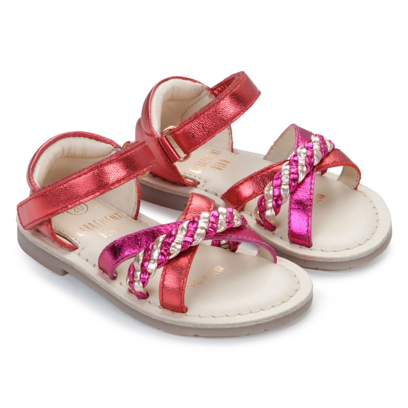 Leren sandalen met klittenband