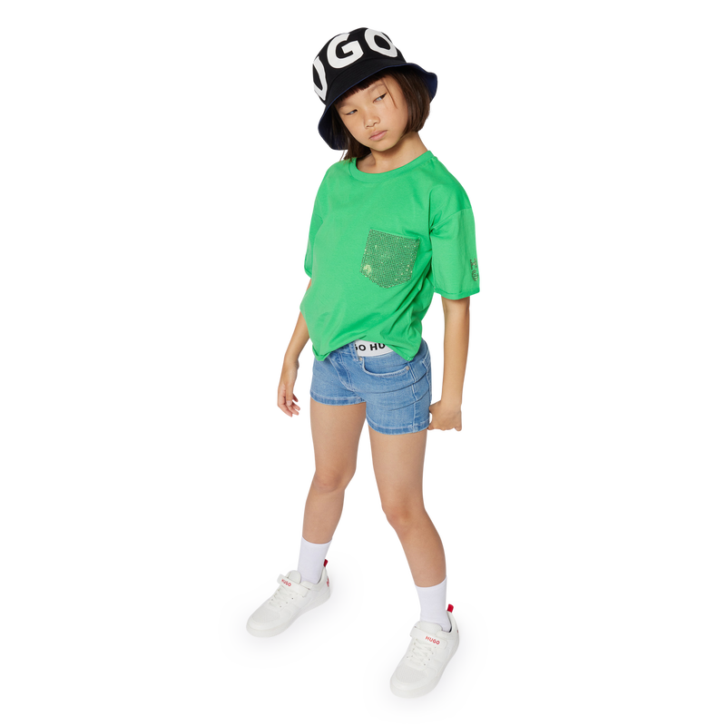 Short en jean &agrave; poches Hugo 
                        FILLE