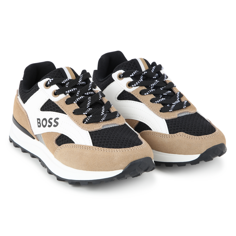 Baskets lac&eacute;es en cuir de vachette BOSS 
                        GARCON