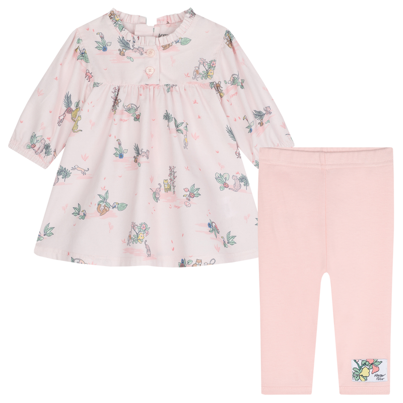 Katoenen jurk en legging KENZO KIDS 
                        GIRL