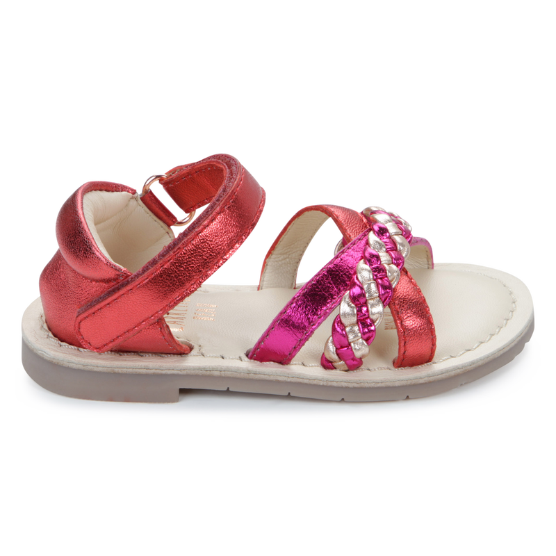 Leren sandalen met klittenband