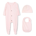 Set pyjama, slabbetje en muts, ROZE LICHT, hi-res