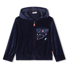 Vest van velours met capuchon, MARINE, hi-res