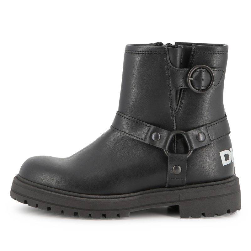Bottes motard en cuir de vachette DKNY 
                        FILLE