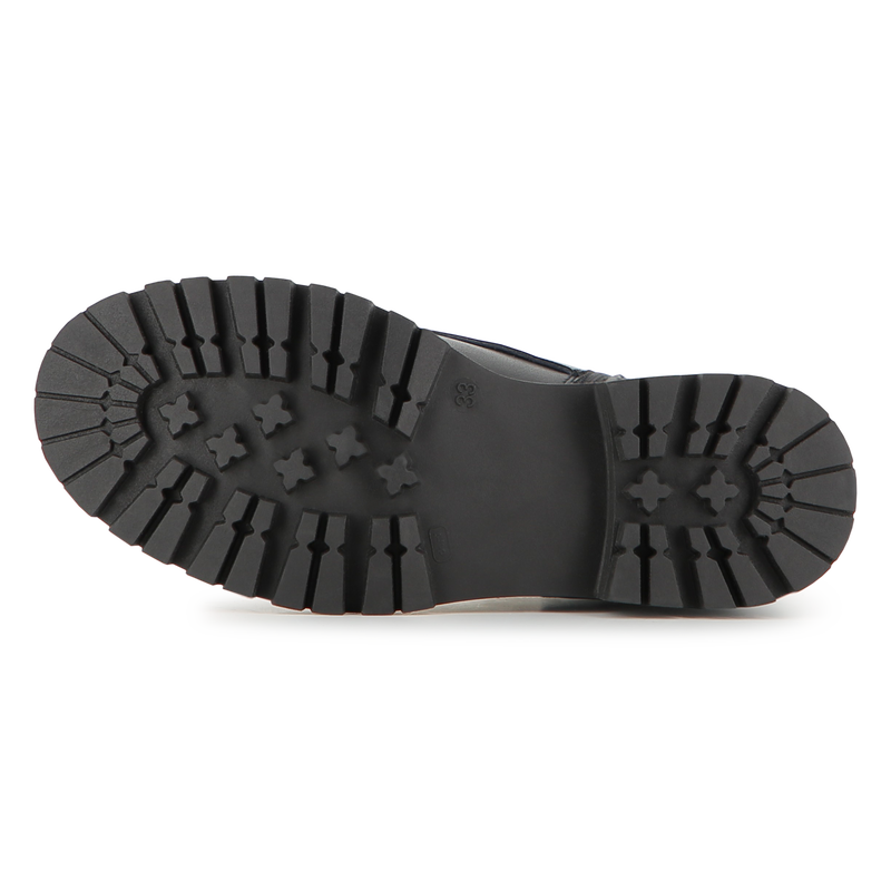 Botte &agrave; lacets mi-mollet en cuir de vachette KARL LAGERFELD KIDS 
                        FILLE