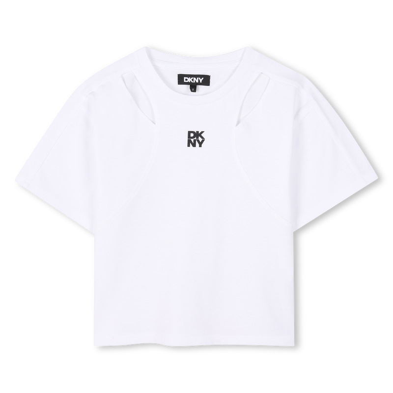T-shirt ajour&eacute; manches courtes DKNY 
                        FILLE