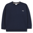 Sweat-shirt col rond uni, BLEU CARGO, hi-res