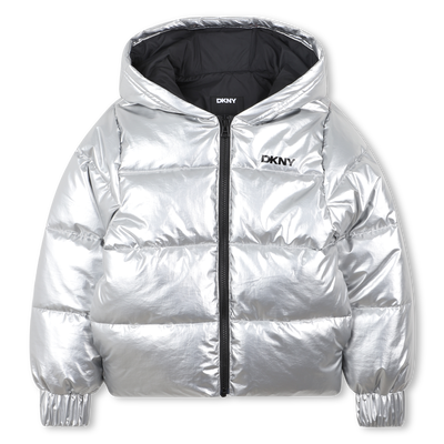 Doudoune argent&eacute;e &agrave; capuche DKNY FILLE