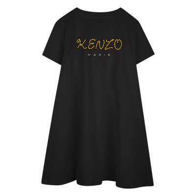 Wijd uitlopende jurk met badge KENZO KIDS GIRL