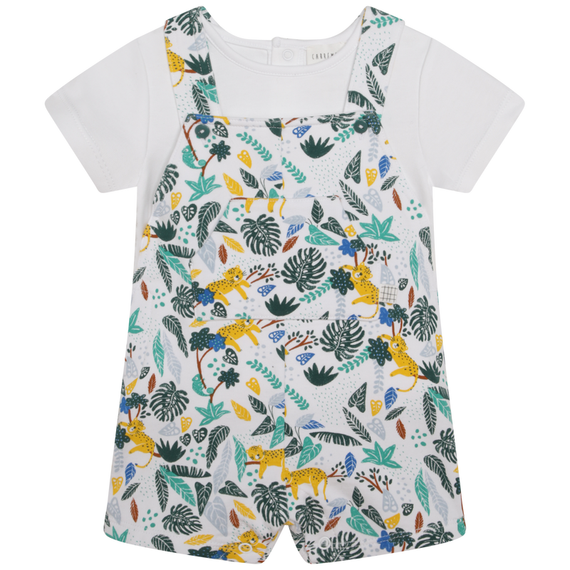 T-shirt and cotton overalls