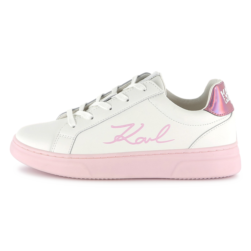 Leren sneakers met veters KARL LAGERFELD KIDS 
                        GIRL