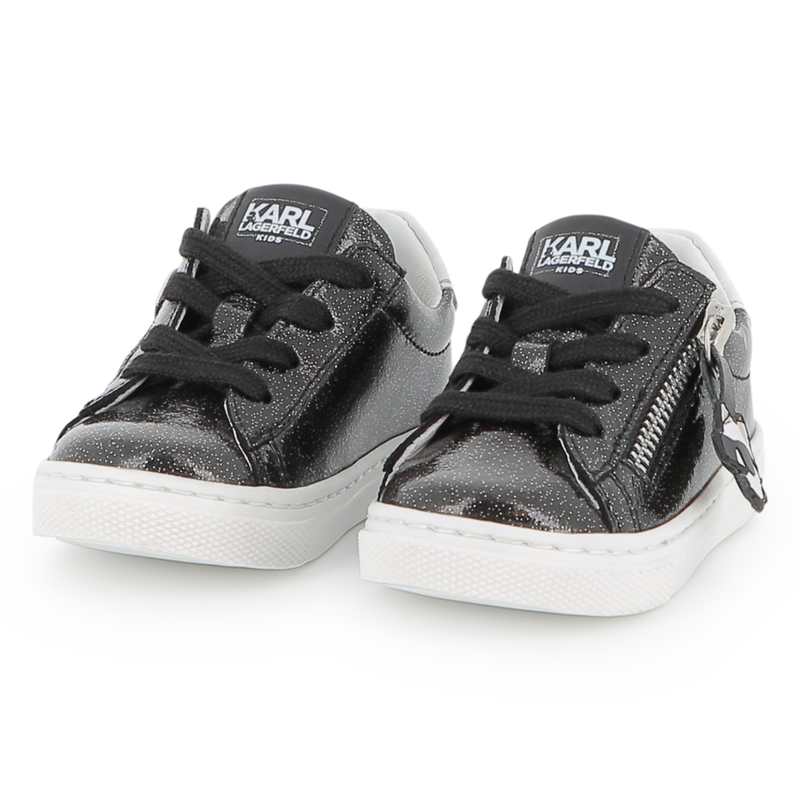 Baskets basses en cuir de vachette KARL LAGERFELD KIDS 
                        FILLE