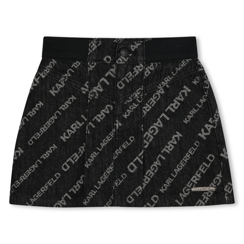 Jupe courte &eacute;vas&eacute;e en jean KARL LAGERFELD KIDS 
                        FILLE