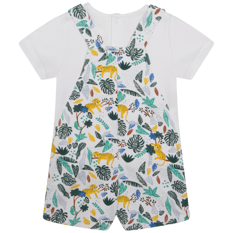 T-shirt and cotton overalls