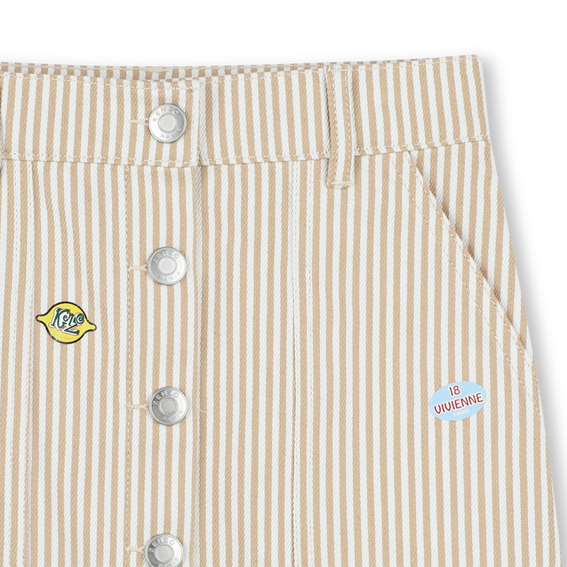 Jupe en coton avec badges KENZO KIDS 
                        FILLE