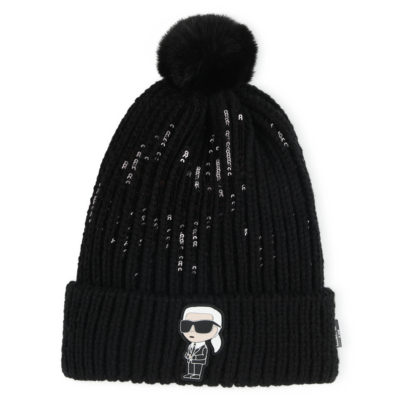 Gebreide muts met pompon KARL LAGERFELD KIDS 
                        GIRL