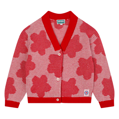 Cardigan boutonn&eacute; &agrave; fleurs KENZO KIDS FILLE