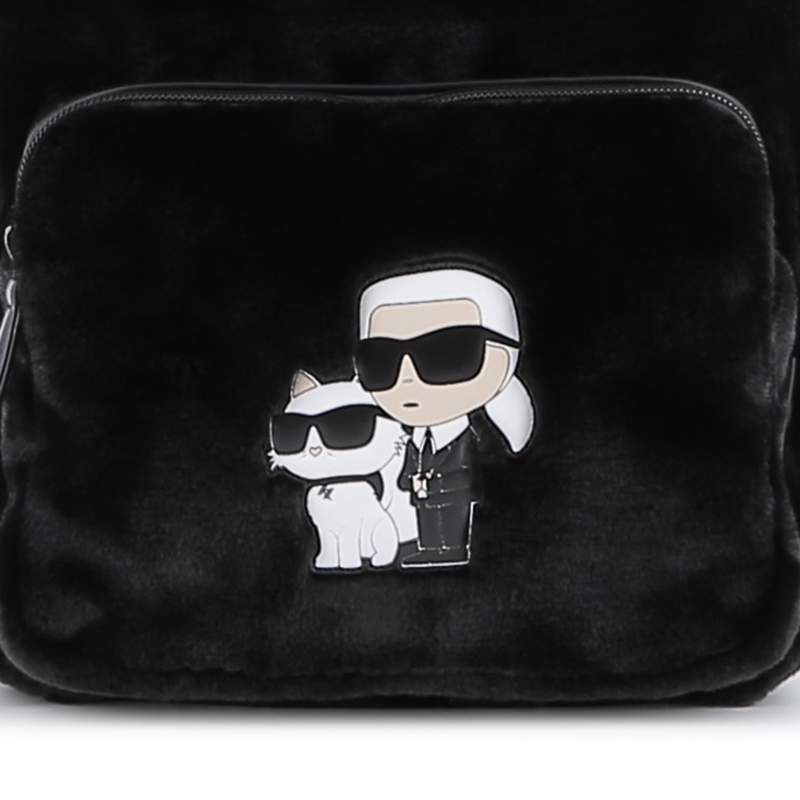 Kleine rugzak gemaakt van donzige fleece KARL LAGERFELD KIDS 
                        GIRL
