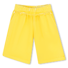 Fleece bermuda met borduursel, GEEL, hi-res