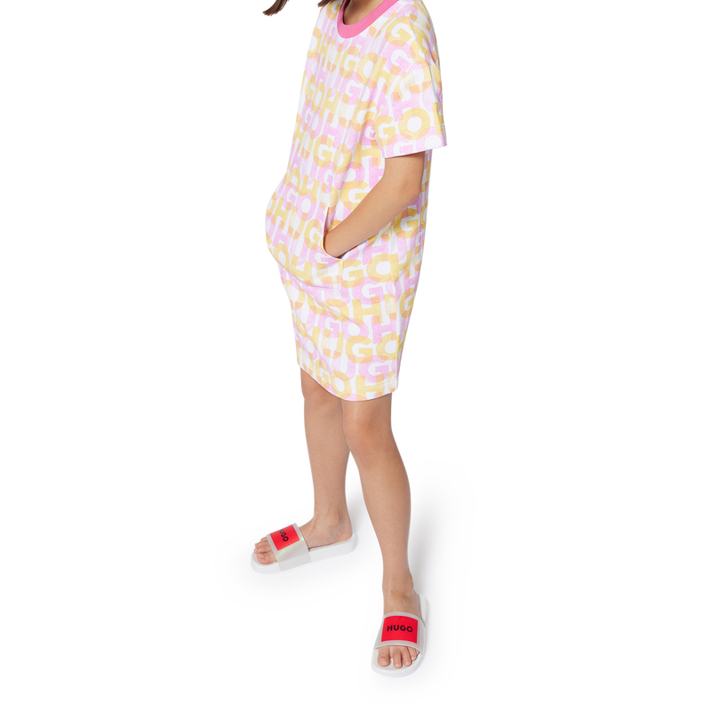 Fleece jurk met print HUGO 
                        GIRL