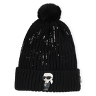 Bonnet tricot&eacute; &agrave; pompon KARL LAGERFELD KIDS 
                    FILLE