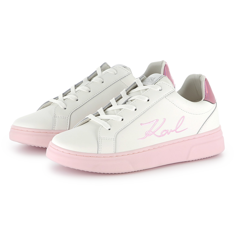 Leren sneakers met veters KARL LAGERFELD KIDS 
                        GIRL