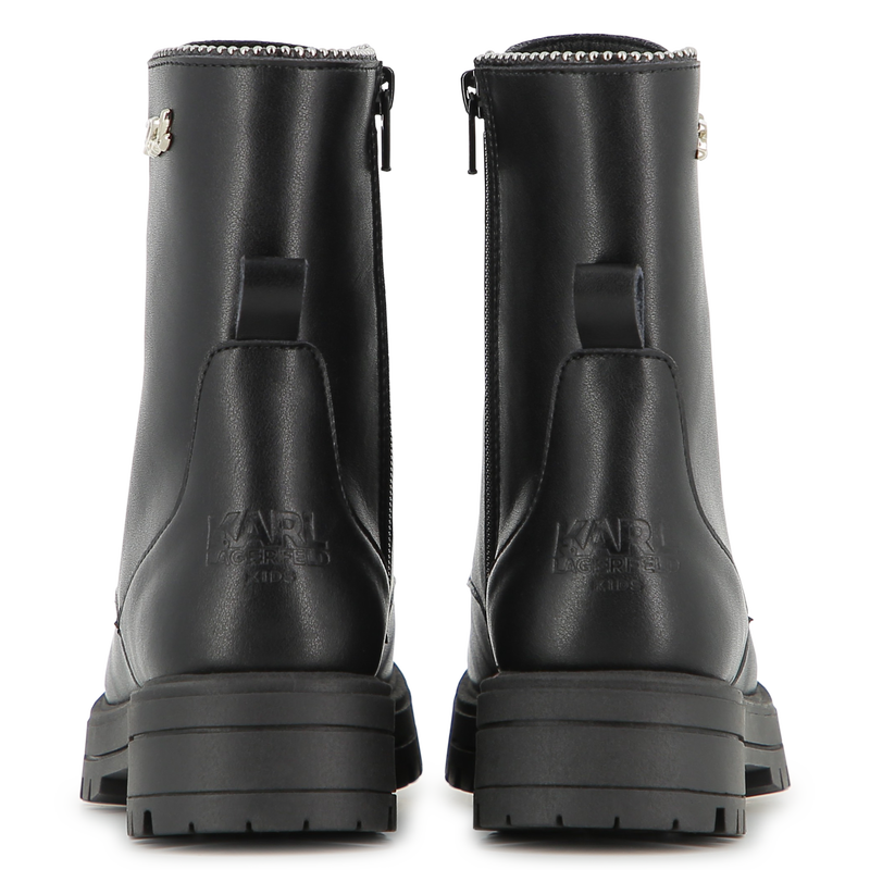 Botte &agrave; lacets mi-mollet en cuir de vachette KARL LAGERFELD KIDS 
                        FILLE