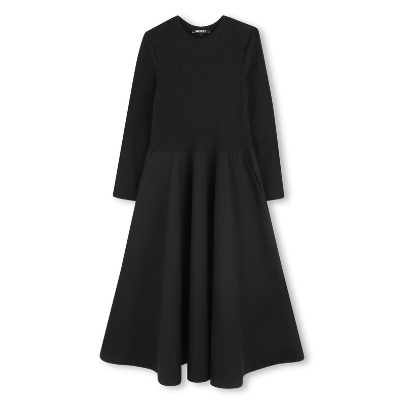 Robe longue bi-mati&egrave;re DKNY 
                        FILLE