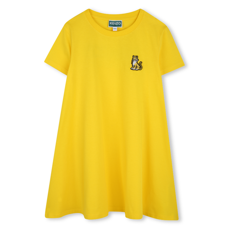 Wijd uitlopende jurk met badge KENZO KIDS 
                        GIRL