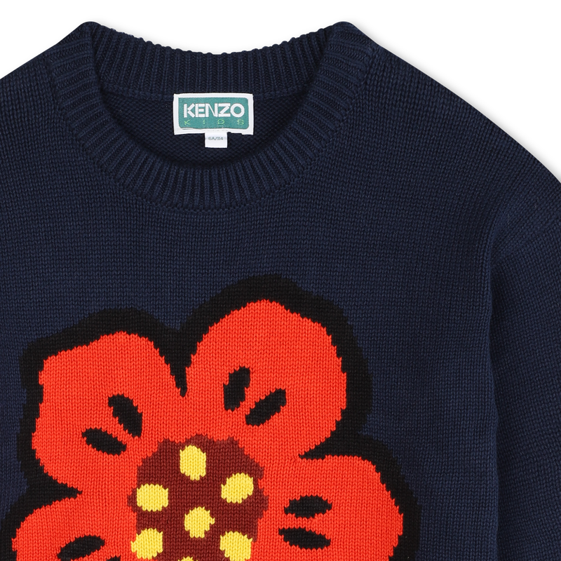 Jurk met ingebreide bloem KENZO KIDS 
                        GIRL