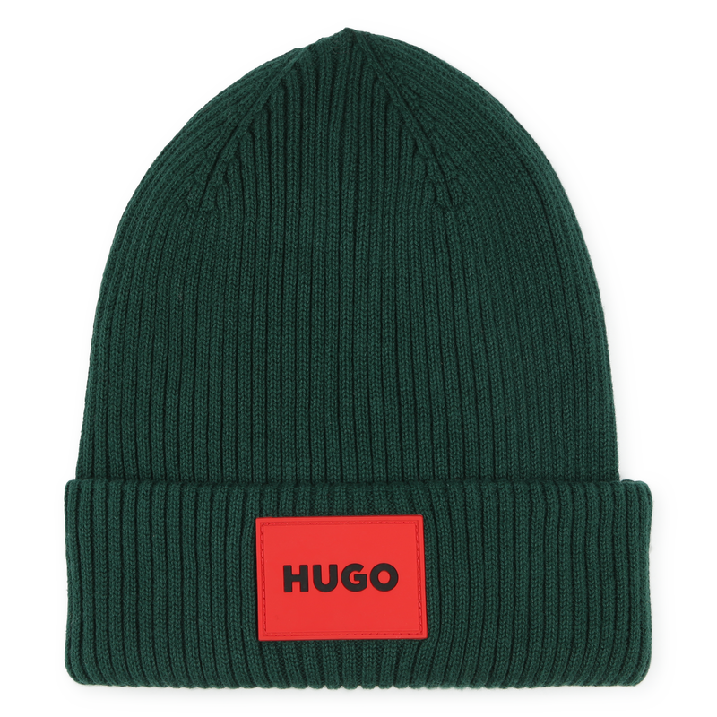 Gebreide muts van katoen HUGO 
                        UNISEX