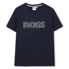 Katoenen T-shirt korte mouwen, MARINE, hi-res