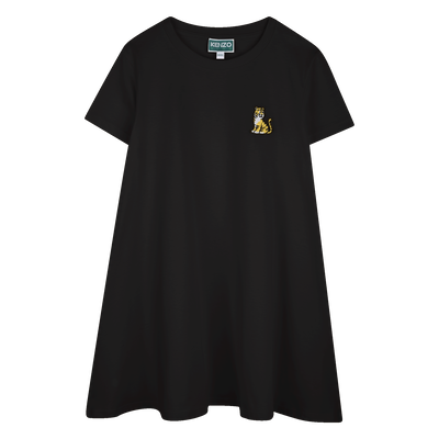 Wijd uitlopende jurk met badge KENZO KIDS GIRL