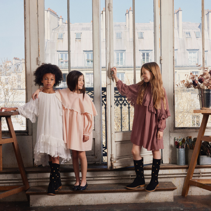 Maxi-jurk met ruches en borduursels CHLOE 
                        GIRL