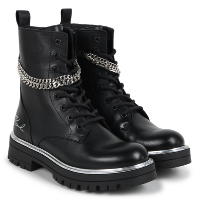Bottines en cuir de vachette KARL LAGERFELD KIDS FILLE