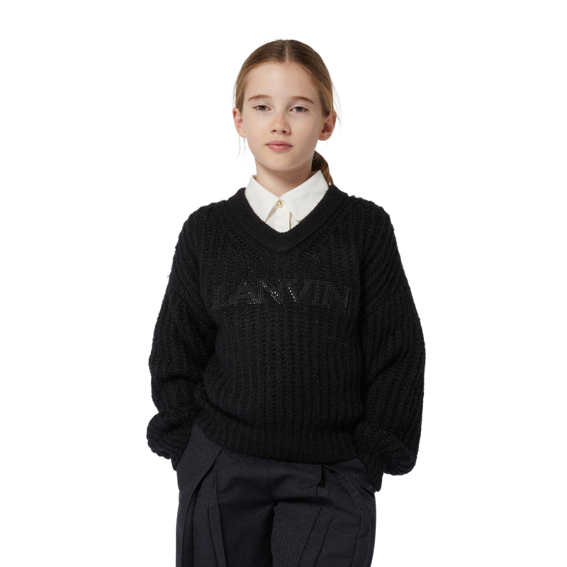 Trui met V-hals en borduurwerk LANVIN 
                        GIRL
