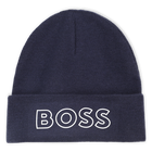 Bonnet tricot avec sigle, BLEU CARGO, hi-res
