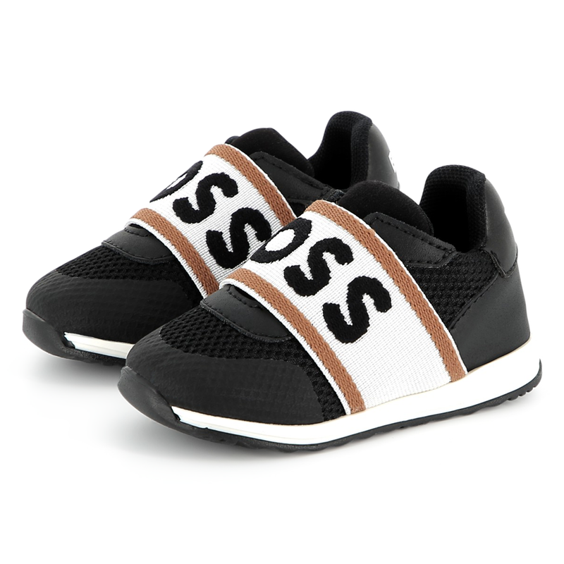 Sneakers met leer en visnet BOSS 
                        BOY