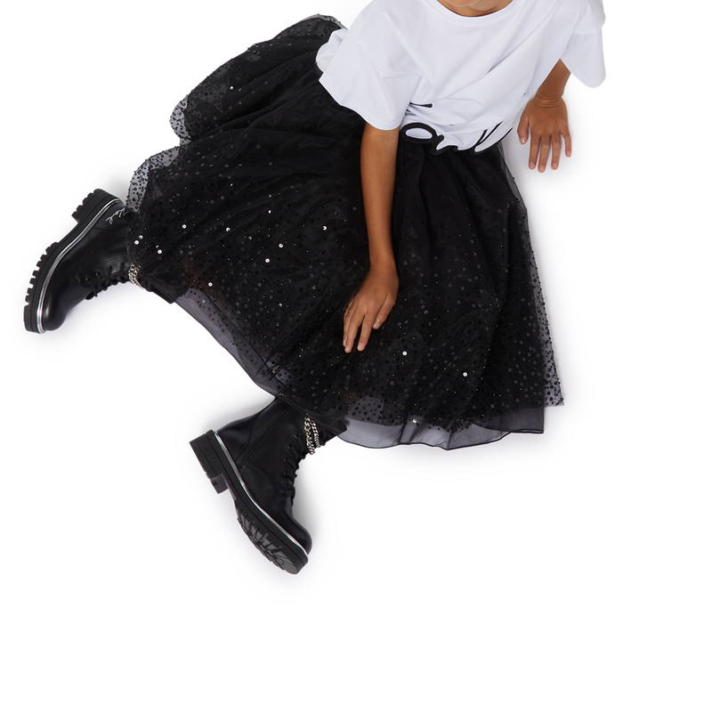 Bottines en cuir de vachette KARL LAGERFELD KIDS 
                        FILLE
