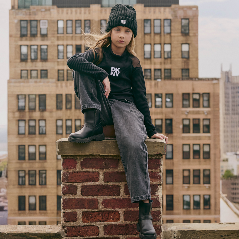 Bottes motard en cuir de vachette DKNY 
                        FILLE