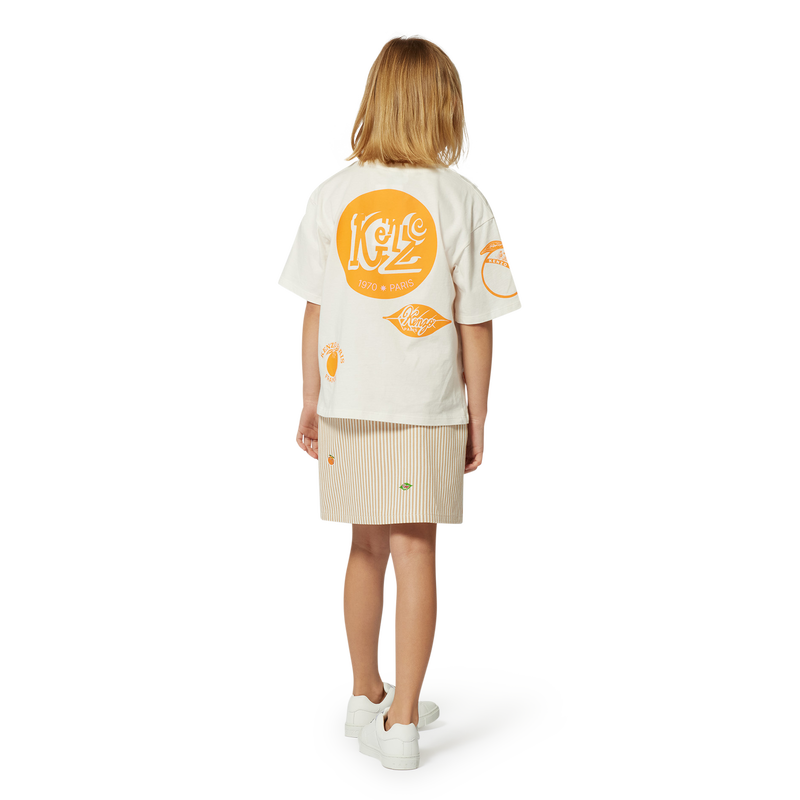 Jupe en coton avec badges KENZO KIDS 
                        FILLE
