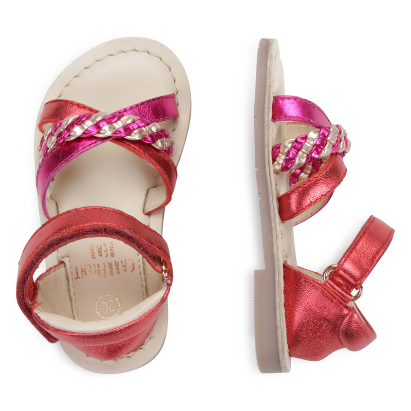 Leren sandalen met klittenband