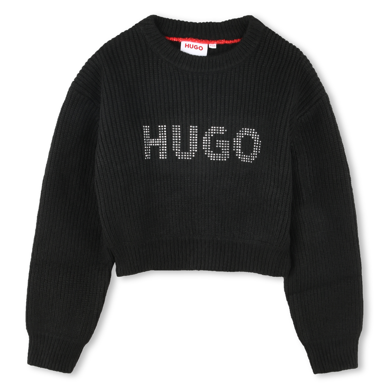 Pull court avec sigle clout&eacute; HUGO 
                        FILLE