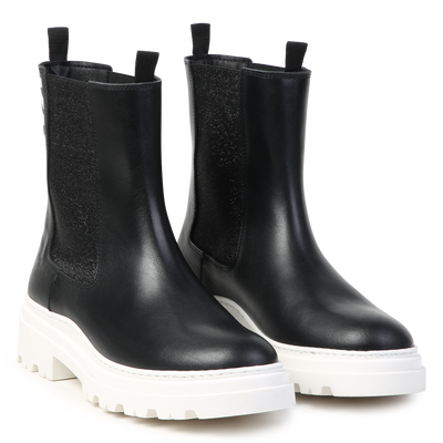 Bottines en cuir de vachette KARL LAGERFELD KIDS FILLE