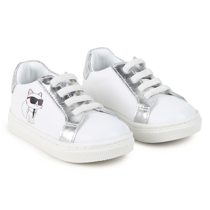 Baskets basses en cuir de vachette KARL LAGERFELD KIDS 
                        UNISEXE