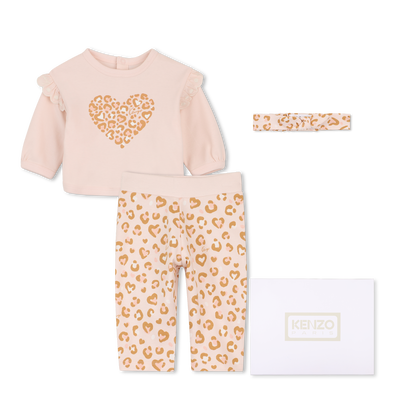 Set van sweatshirt, broek en knuffel KENZO KIDS MEISJE