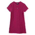 Robe gaufr&eacute;e &agrave; manches courtes DKNY 
                    FILLE
