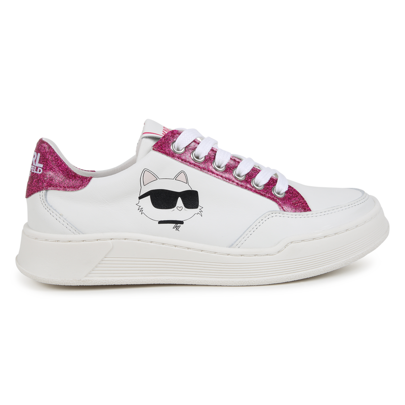 Leren sneakers met veters KARL LAGERFELD KIDS 
                        GIRL